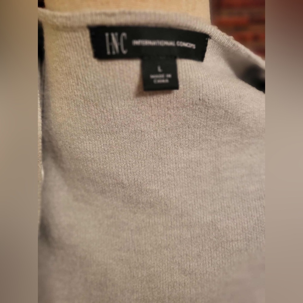 INC International Concepts Light Gray/Pale Blue Sweater - Picture 2 of 7